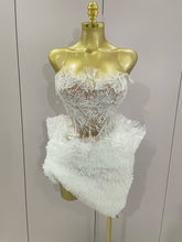 Stock Sexy White Lace Strapless Tops Ruffles Mini Skirt 2 PCS Set Women Evening Party Nightclub Singer Stage Performance Costume